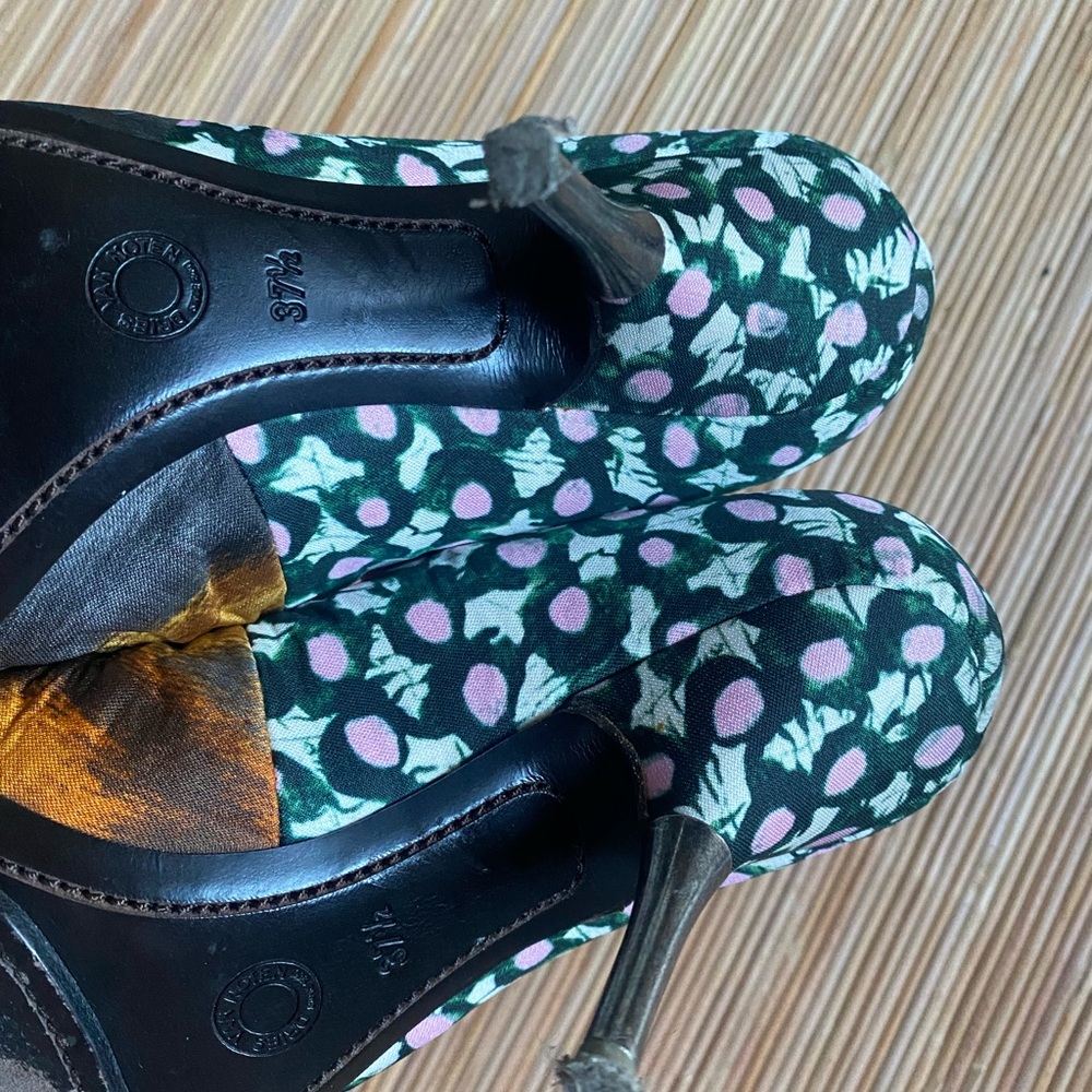 WOMEN HEEL PUMPS BY DRIES VAN NOTEN Floral Heels Rouched size 37.5 - Picture 4 of 5